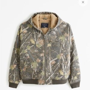 Abercrombie & fitch Hooded Workwear Bomber Jacket size XS green camo